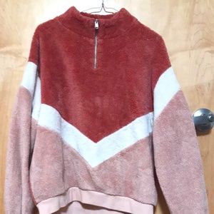 H&M Strawberry-pink fluffy sweatshirt/sweater sporty vibe